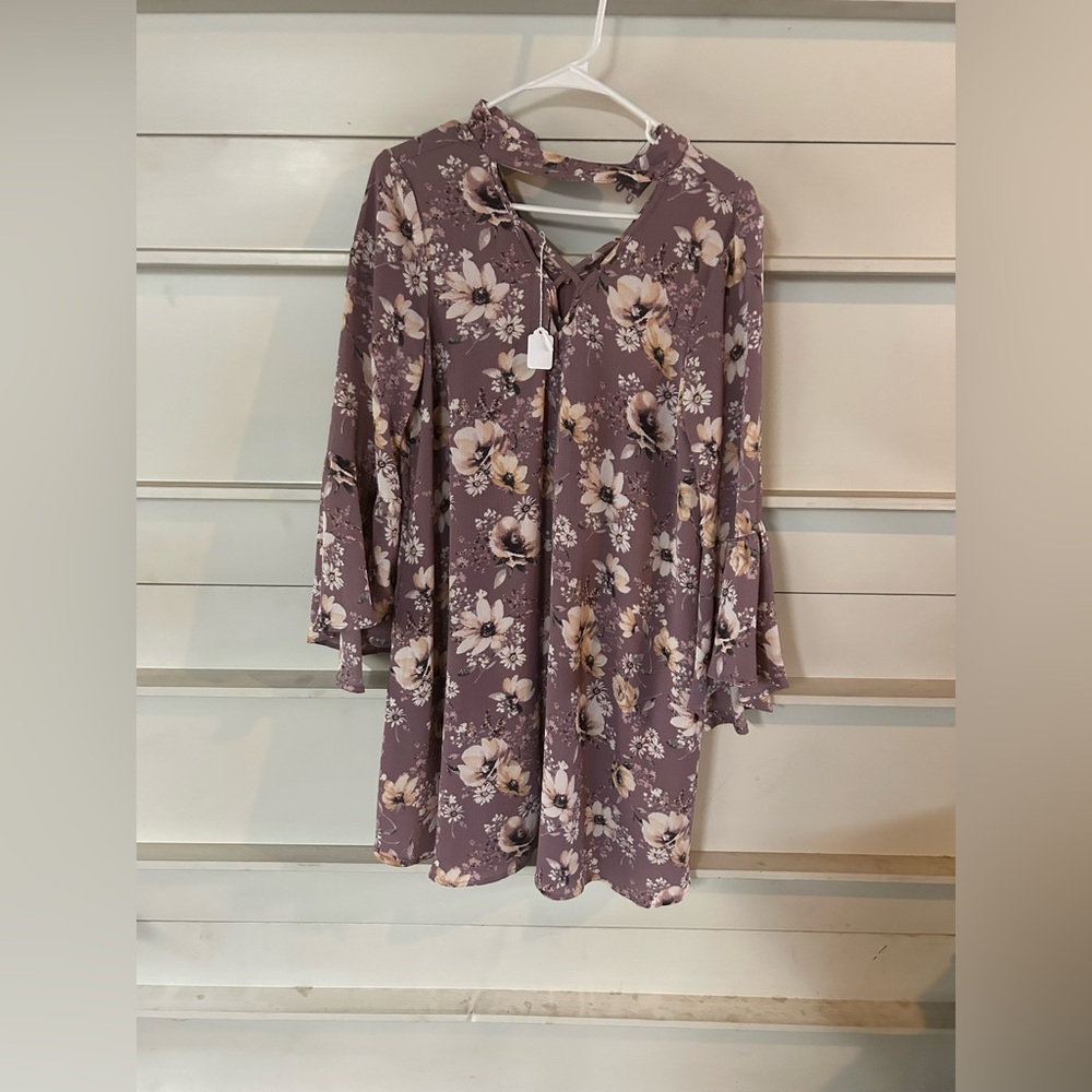 Andree Purple Floral Midi Dress